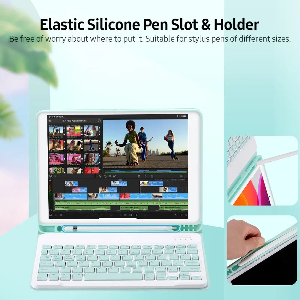 2019/ with Case Detachable 10.2 10.5 with Compatible iPad Air3 Slot iPad Pro Elastic Green Pen BT 10.5/ 2020 Keyboard