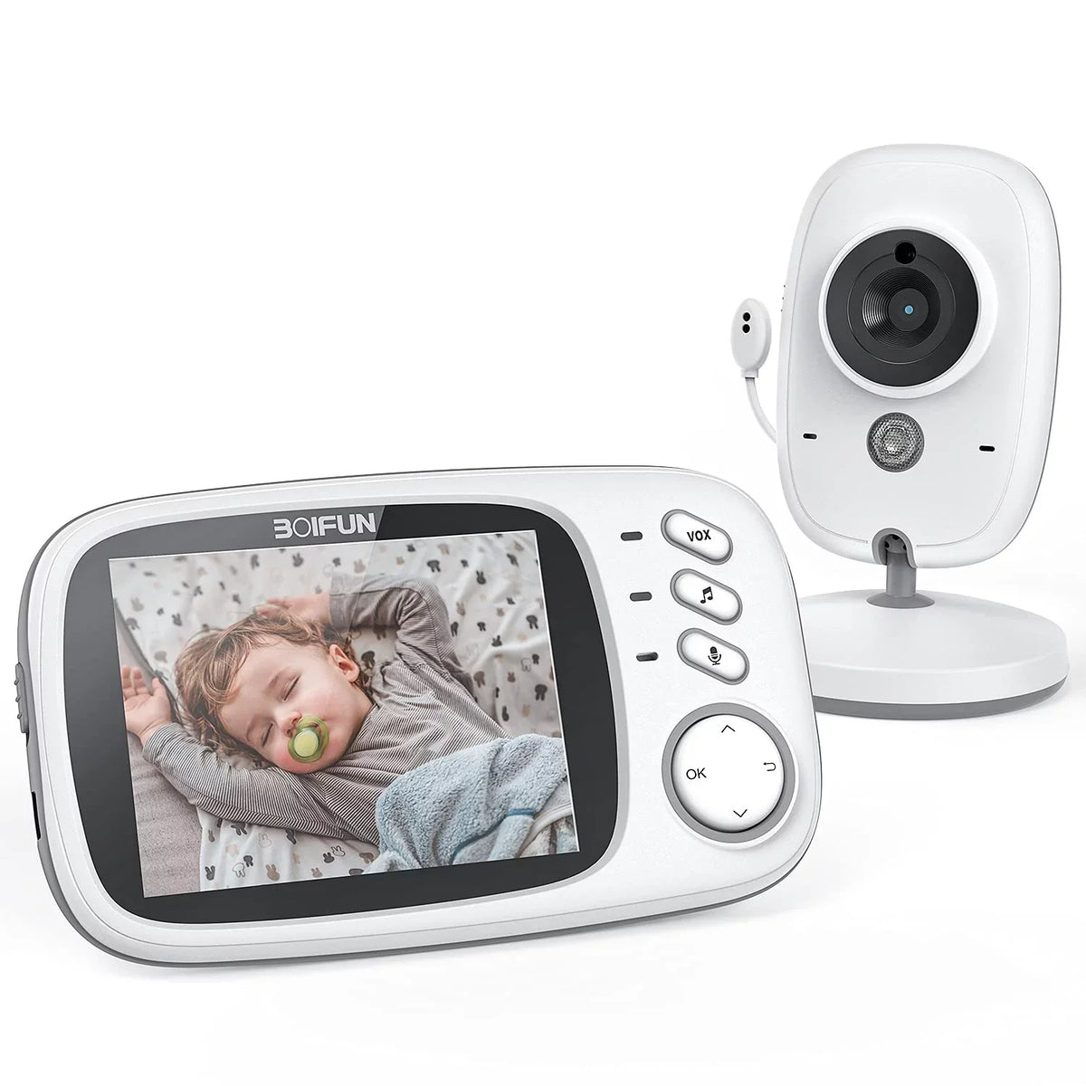 Audio, Screen, Monitor Camera Baby 3.2'' No VOX Audio, with Baby Vision, WiFi, Mode, and Two-Way HD Night BOIFUN Camera