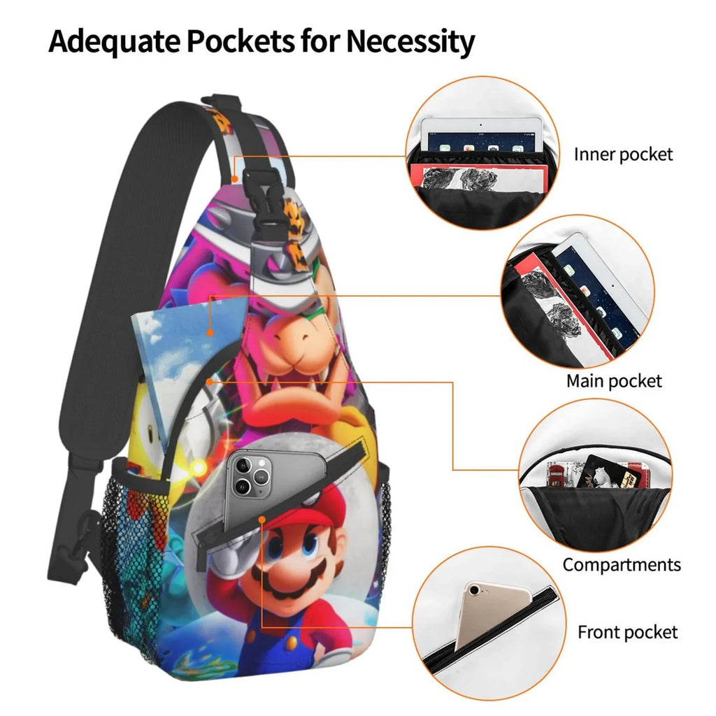 Unisex Bag Shoulder Daypack Super Mario Travel For Odyssey Bags Backpack Women Crossbody Chest Men Gifts Sling Hiking