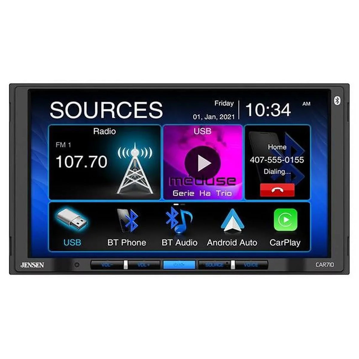 Android CAR710 7 2 Stereo Auto Receiver Car Touchscreen in. Jensen Mechless Carplay LCD Din &