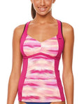 Tankini Swimwear Hot Top Sporty Women Gleam Racerback Ikat Small Pink