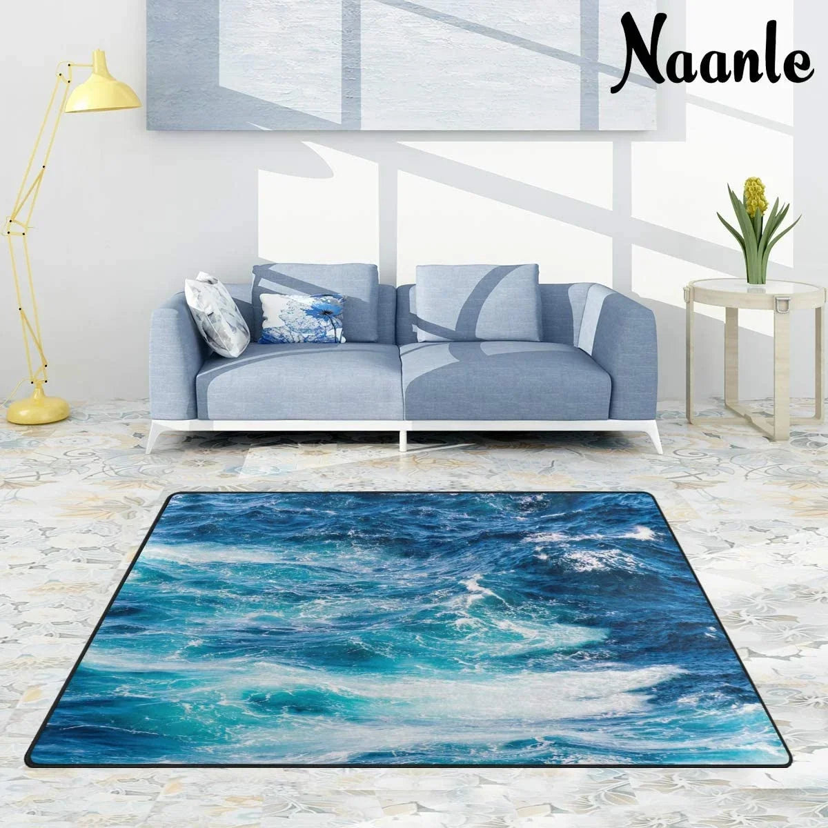 4' Bedroom Ocean Wave Sea 160 Carpet x Wellsay Dinning Sea 120 Kitchen, Inches 5'(48 Ocean Area cm), Rug / Wave Slip Mat Rug Living Yoga x for x Floor Nursery 63 Non Room