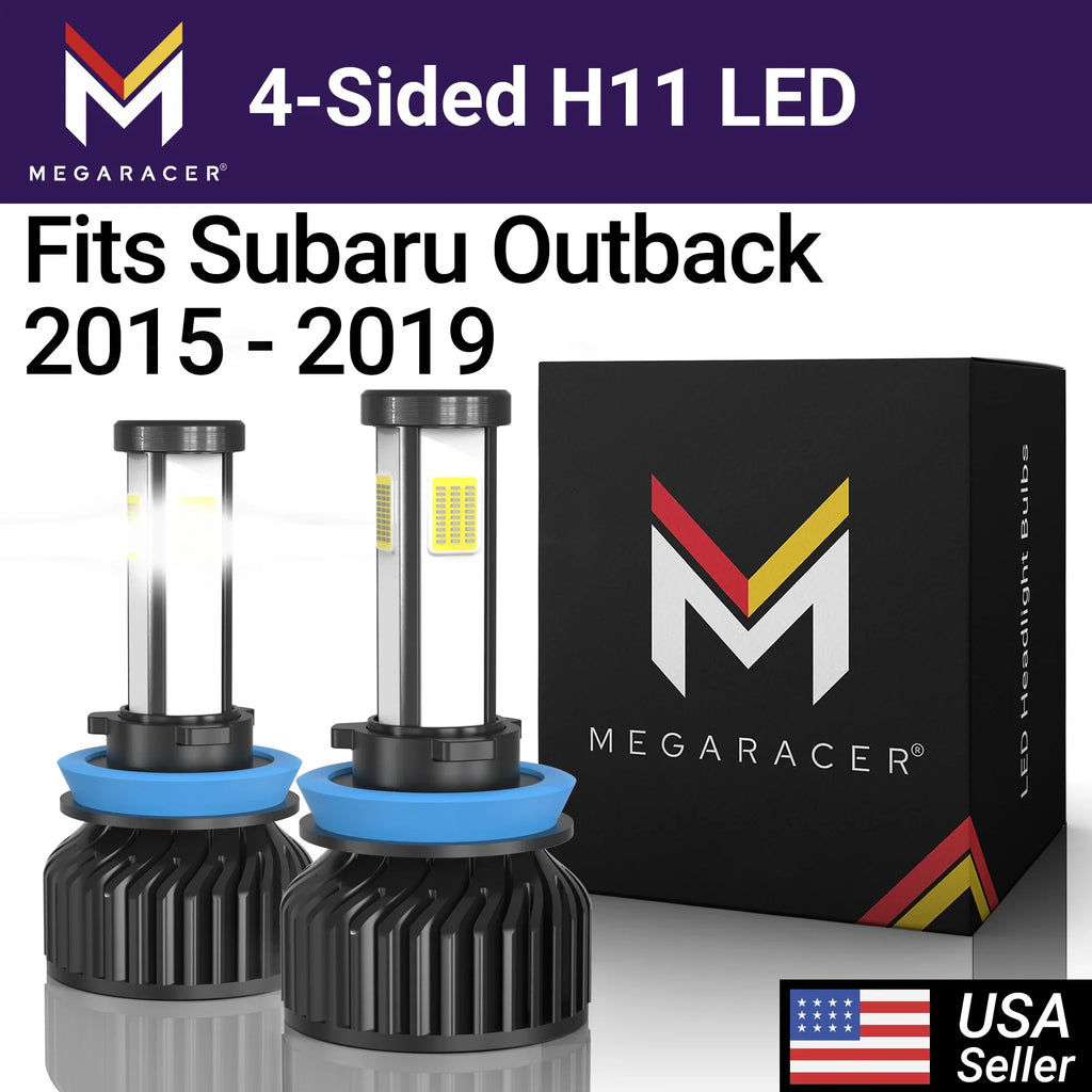 White 4 Racer 2015 LED Subaru Outback Light 2018 Automotive H8 Diamond Headlight 2017 Bulbs 2019 60W 17 H11 Sided 12V Mega Low Replacement 18 2016 19 Subaru Fog H9 6000K Outback 10000LM 16 15 Beam/