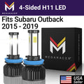 White 4 Racer 2015 LED Subaru Outback Light 2018 Automotive H8 Diamond Headlight 2017 Bulbs 2019 60W 17 H11 Sided 12V Mega Low Replacement 18 2016 19 Subaru Fog H9 6000K Outback 10000LM 16 15 Beam/