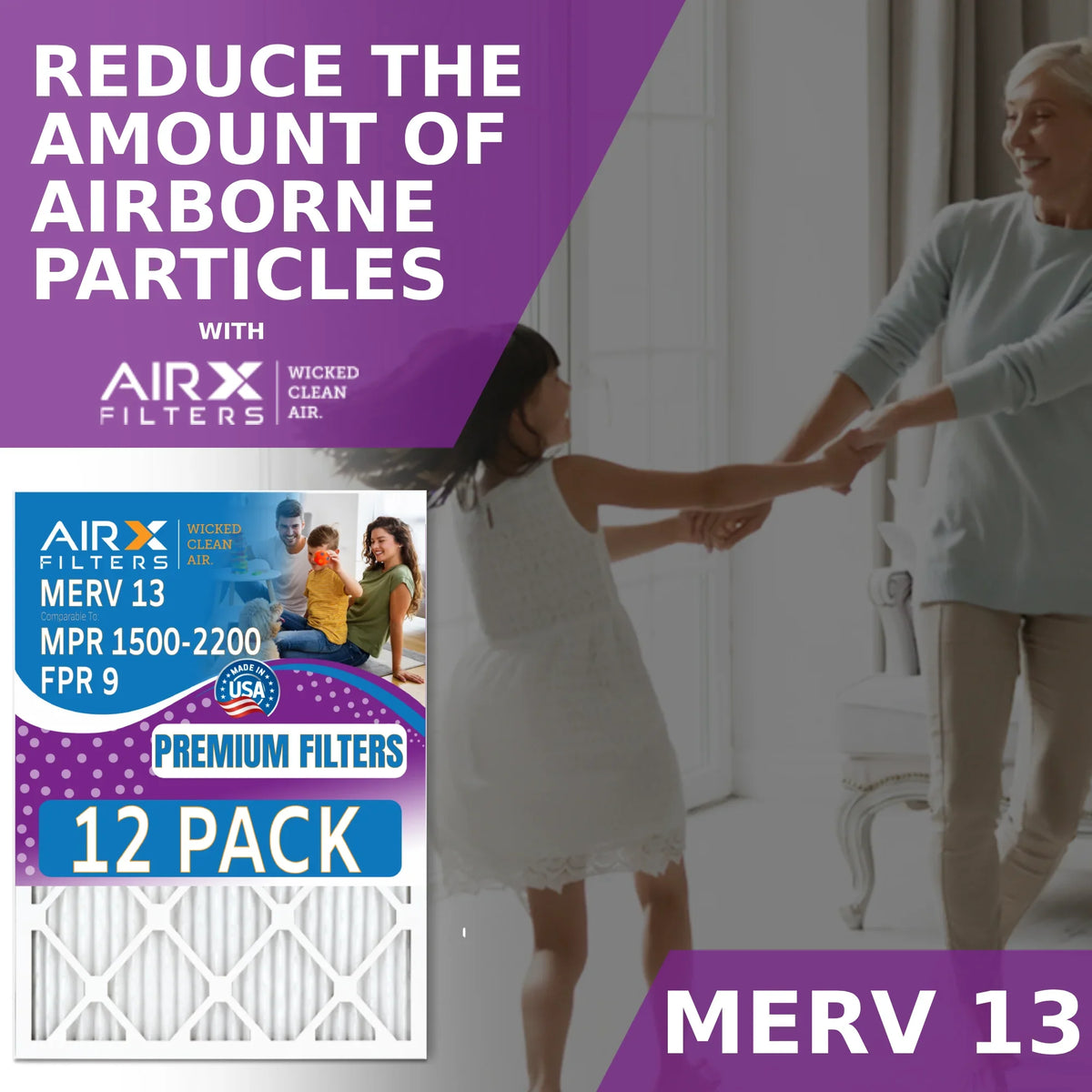 AIR. to 13 - 14x25x1 & Comparable USA by FPR of FILTERS Rating, Air Pack 2200 Filters - in Made MPR CLEAN Filter Furnace 12 WICKED 1500 MERV AIRX 9