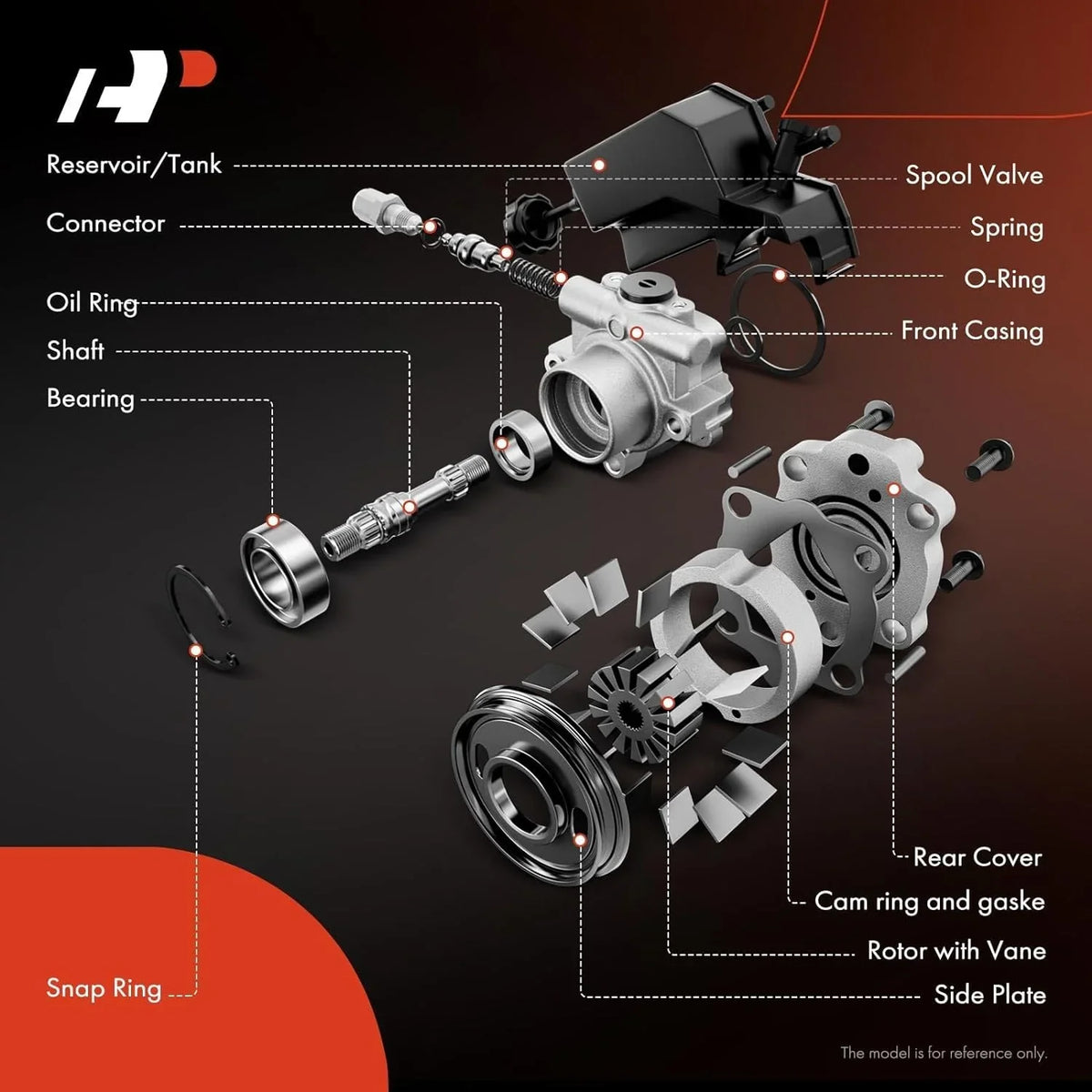 F-250 Reservoir Power Steering 1990-1997 with Compatible with F-350 Pump F-200 A-Premium F-150 Bronco