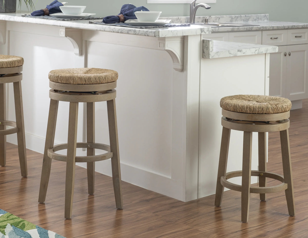 31.5" Natural Backless Natural Rush Swivel, with with Morgan Bar Stool