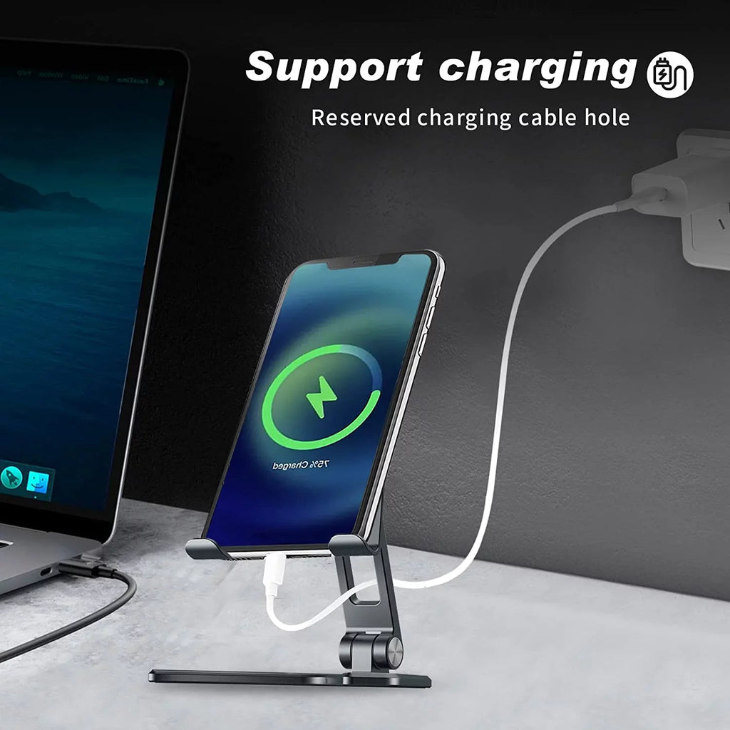 iPhone, Phones, Thickened with Can Desktop Compatible Desktop Reduce Mobile Fatigue and Stand Stand Neck (Grey) Aluminum Mobile Foldable Accessories Phone 4-8'' Pain, Holder, All