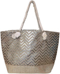 Print be Zipper Beach Metallic Top Monogram Personalized Can Bag Name Initial, Tote with Women - Large or with