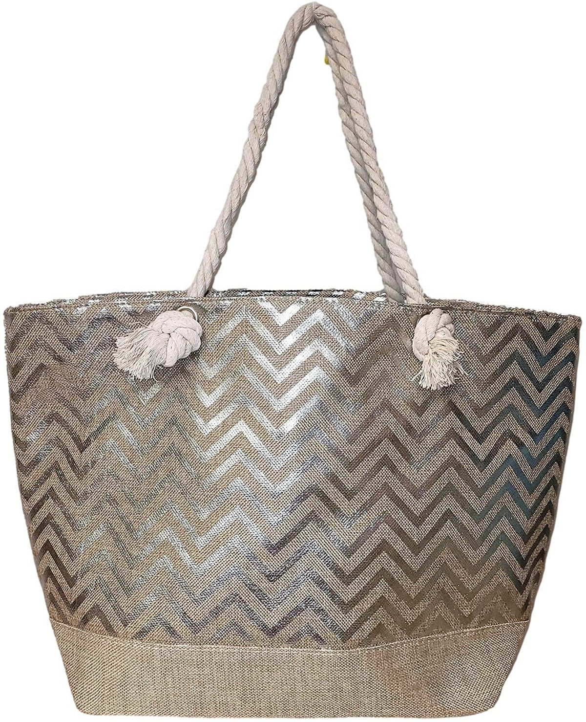 Print be Zipper Beach Metallic Top Monogram Personalized Can Bag Name Initial, Tote with Women - Large or with