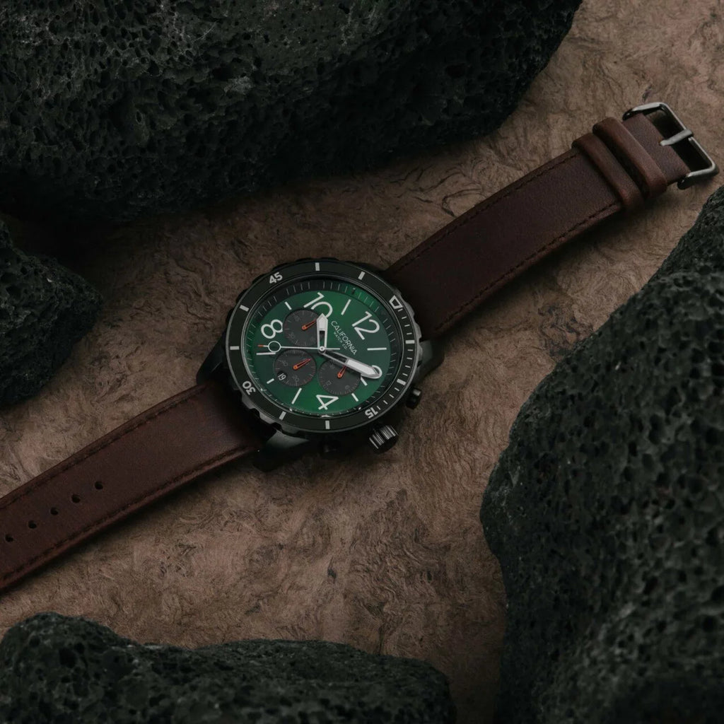 Brown Green Co. Dark Mavericks California Watch Leather Chrono