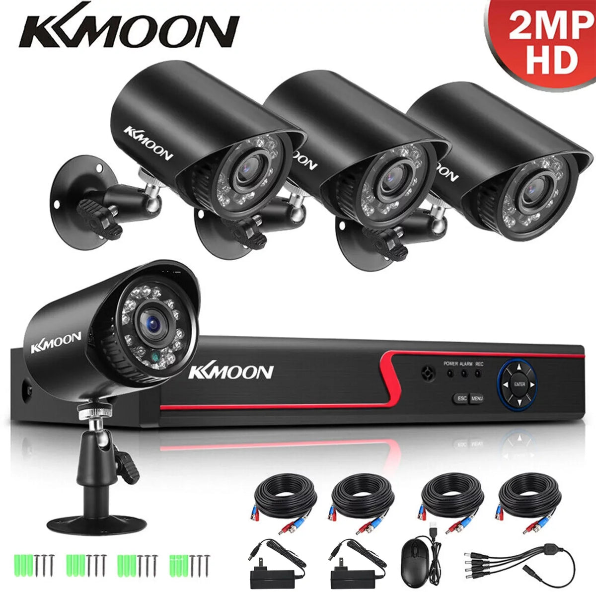 AHD/Analog/TVI/CVI/ Recording Office Video Phone DVR System HD Home Recorder Camera KKmoon for Full 4 4CH with Remote Set & P2P CCTV 1080P - DVR Video Digital