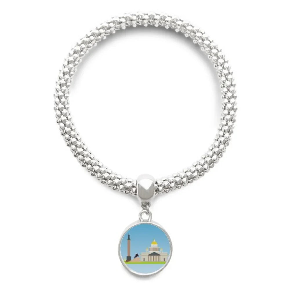 Bangle Petersburg National Sliver Chain Jewelry Adjustable Symbol Bracelet St. Russia Pendant