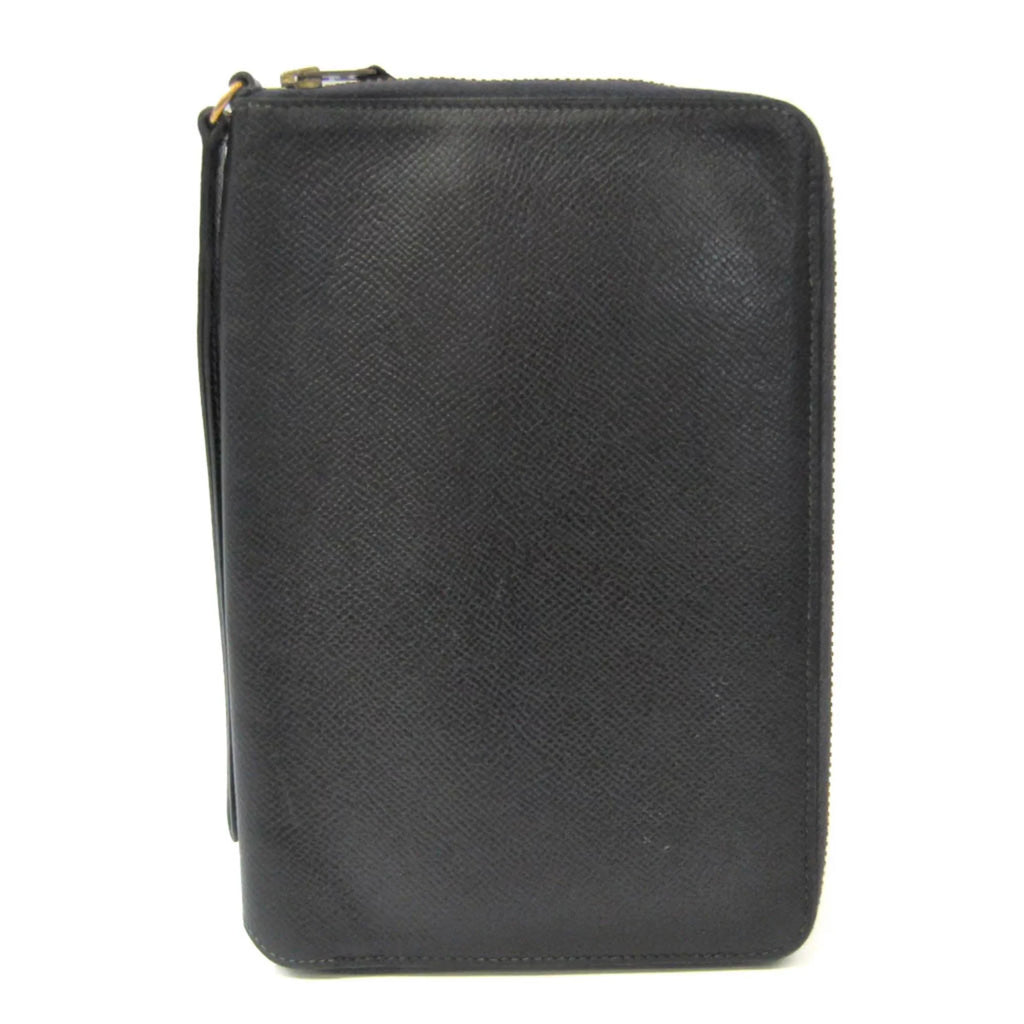 Epsom (bi-fold) Wallet Men,Women (Good) Case Long Black Hermes Pre-Owned Leather Travel