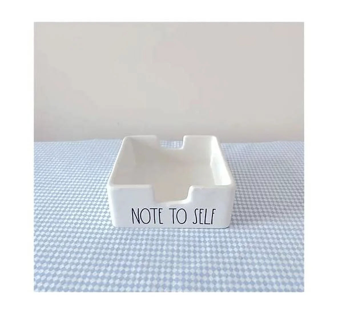 Rae NOTE TO Home Ceramic Dunn Holder 3.75 x sides LL 3.75 Black x Note Ivory Letters SELF all Office 1.5 Sticky