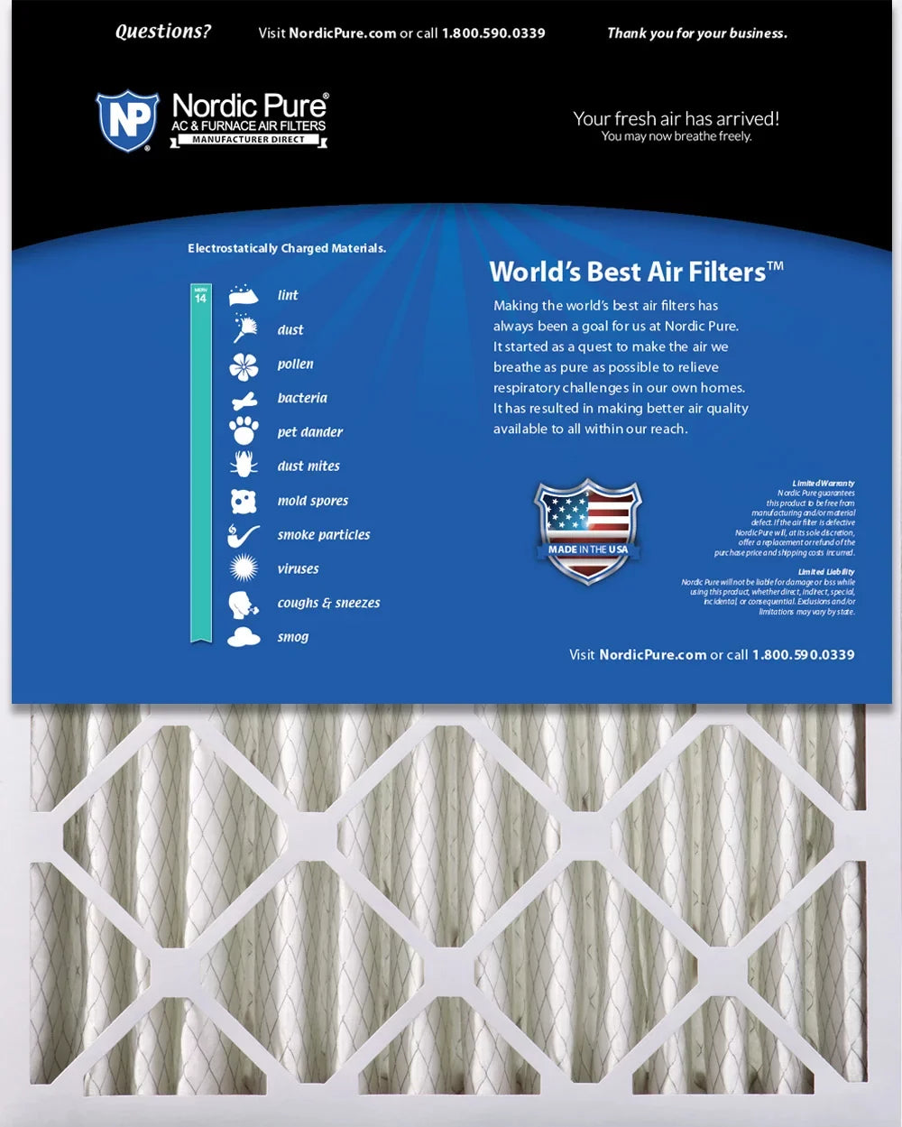 Air 14 Pleated (3 Nordic Filter 1 Pure 5/8) 28x30x4 MERV Pack