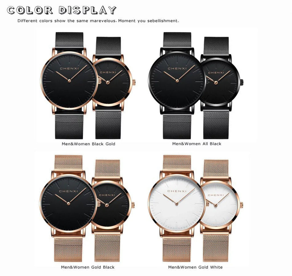 gold Quartz Brand Ladies CHENXI Fashion Watches Ultra outfit Watch Lover Watch Woman Elegant Top Waterproof Luxury Men Rose thin