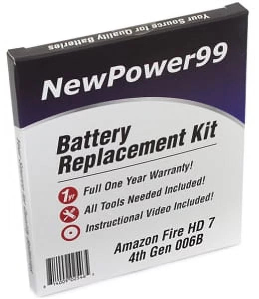 Life Instructions, 006B HD Replacement and 4th Battery Battery Fire with Generation 7" Extended One Year Amazon Kit Warranty Full Video Tools,