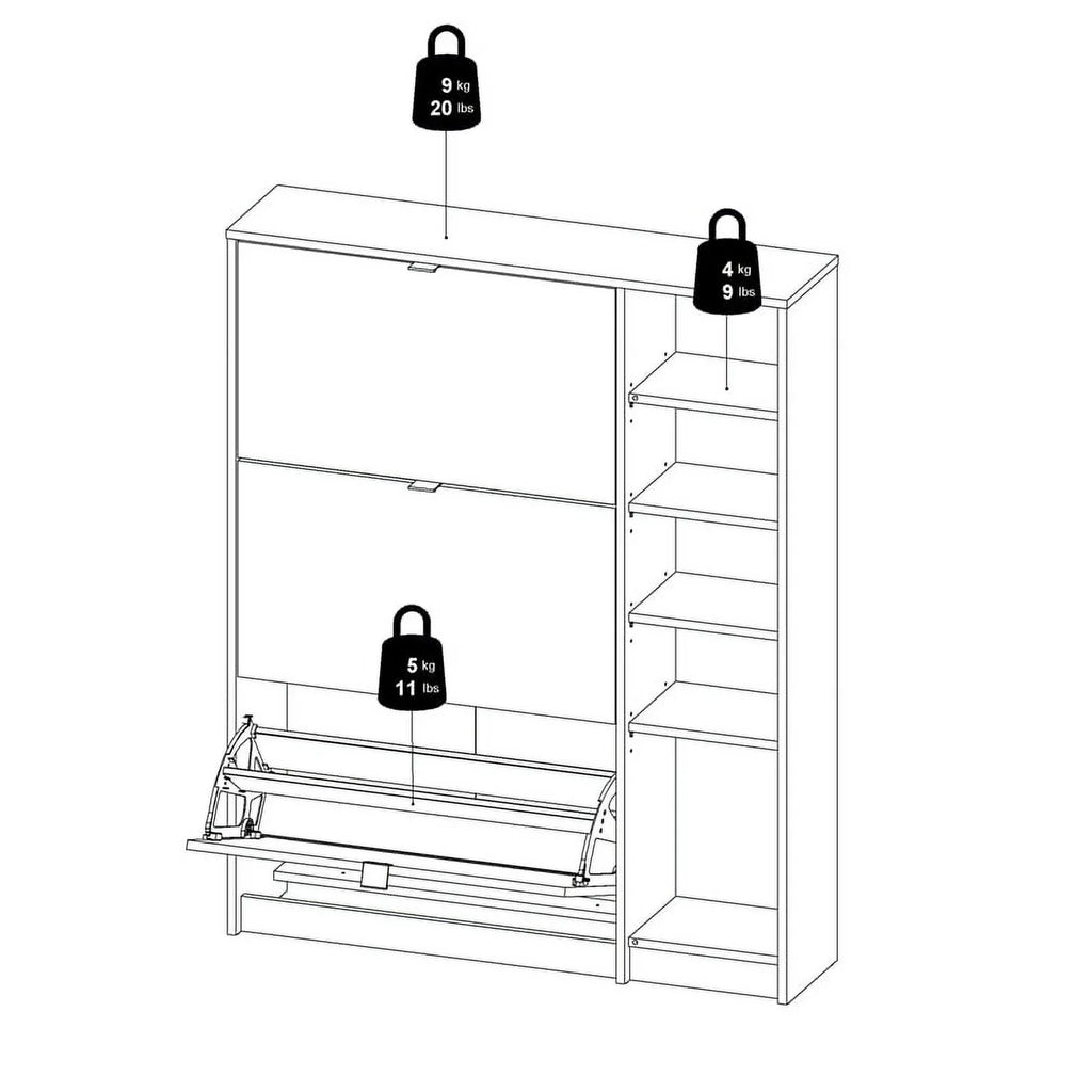 Oak-White & Door High with Gloss Shoe 3 Allora 2 in Drawer Cabinet Layers