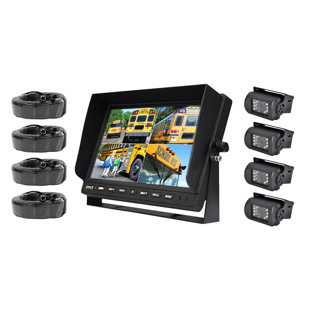 Monitor Inch Video Weatherproof 10 with Rearview 4 & System Cameras Backup Pyle