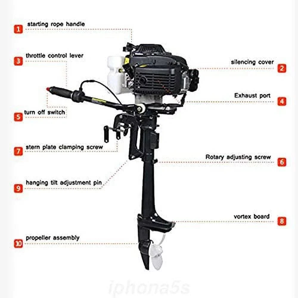 Control Miumaeov Motor Inflatable Tiller Cooling 2 Stroke Heavy Air Shaft Trolling CDI 3.6HP Engine System Outboard Shaft Duty Fishing Boat Propeller