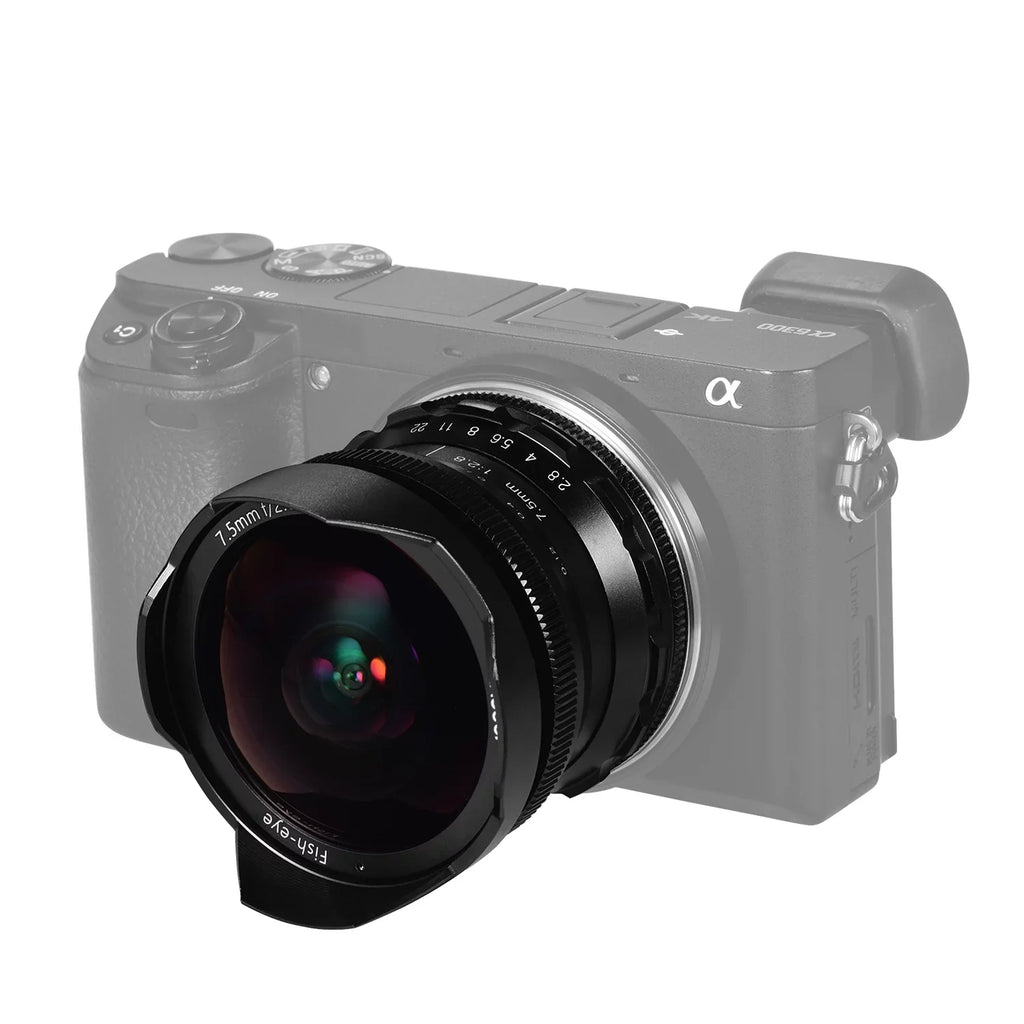 E-Mount F2.8 Fisheye A6400 180° APS-C Andoer Andoer Frame A6300 Angle A6600 Compatible 7.5mm with Lens A6500 A6100 Wide Camera 5100 Lens Focus Aperture A77II Ultra A6000 Large Manual