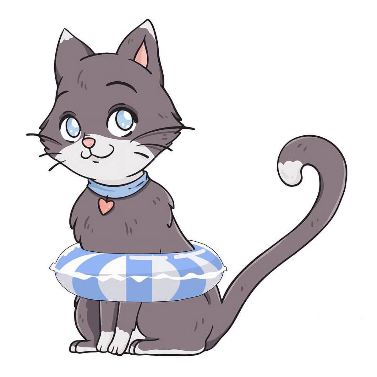 Gray Pool Tattoo Kitten Underwater Woody's 60" Slick Mat Vinyl in