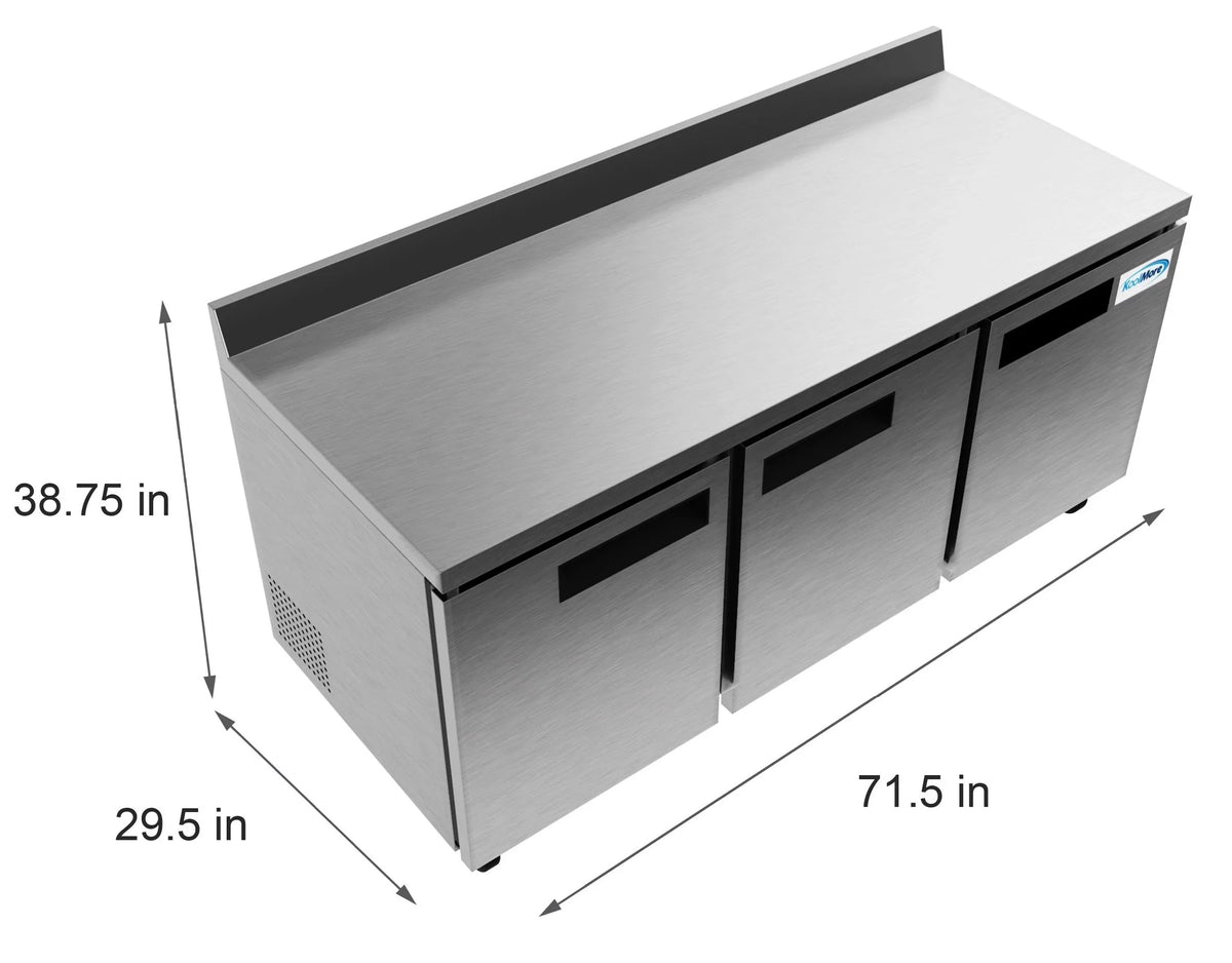 in. Cu. Refrigerator Steel, KoolMore Stainless 72 ft. Worktop 16.9 in Door Three Commercial