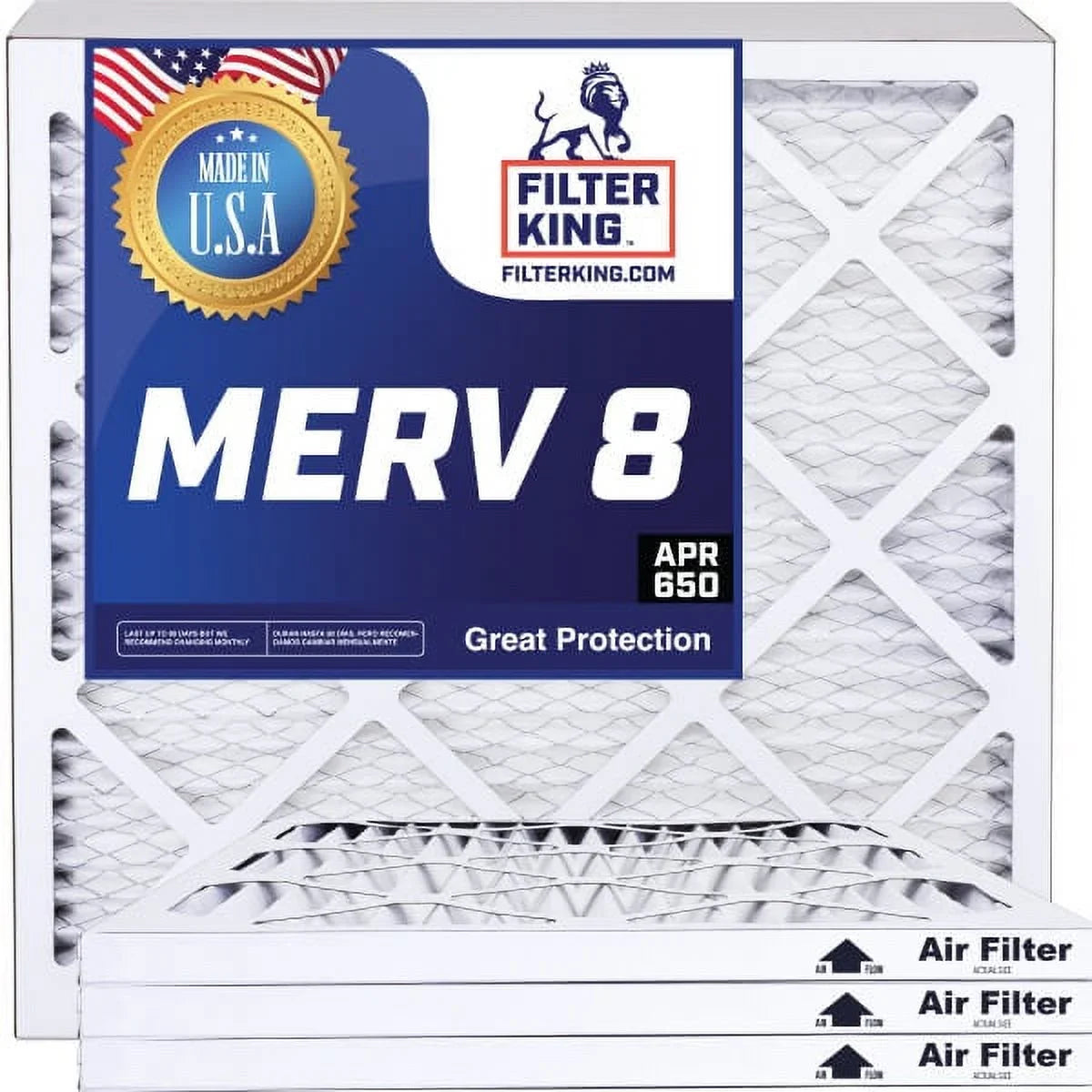 Pleated Filter Furnace HVAC A/C | dimension: Air | MADE King | Filter 12.5 Actual | 12.5x33.5x1a USA x 8 MERV IN .75" x 33.5 Filters 4-PACK
