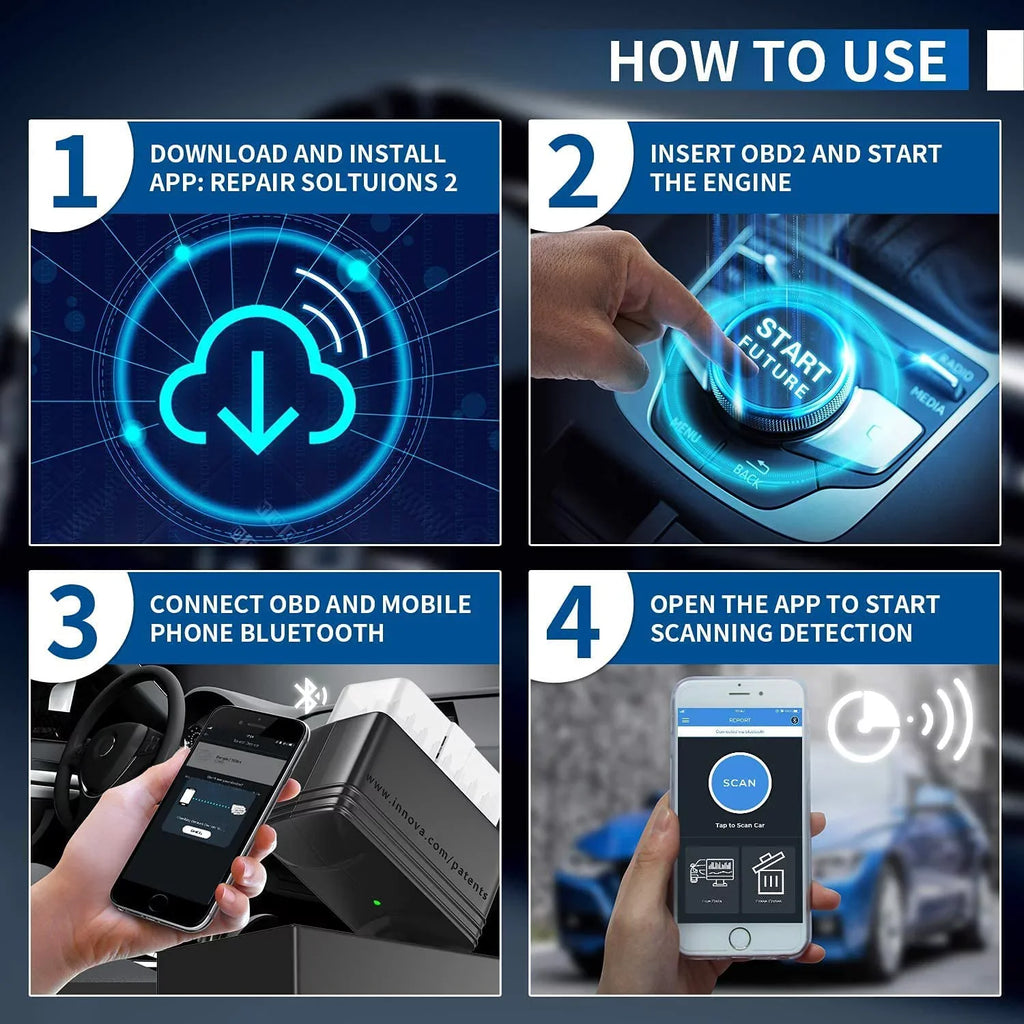 Car Clean IOS Vehicle 6000P 12V ABS Diagnostic Read Code Check SRS Bluetooth Scanner Airbag Wireless Automotive Phones OBD2 Scanner Reader Code for and Tool Engine Light OBDII Android System Innova