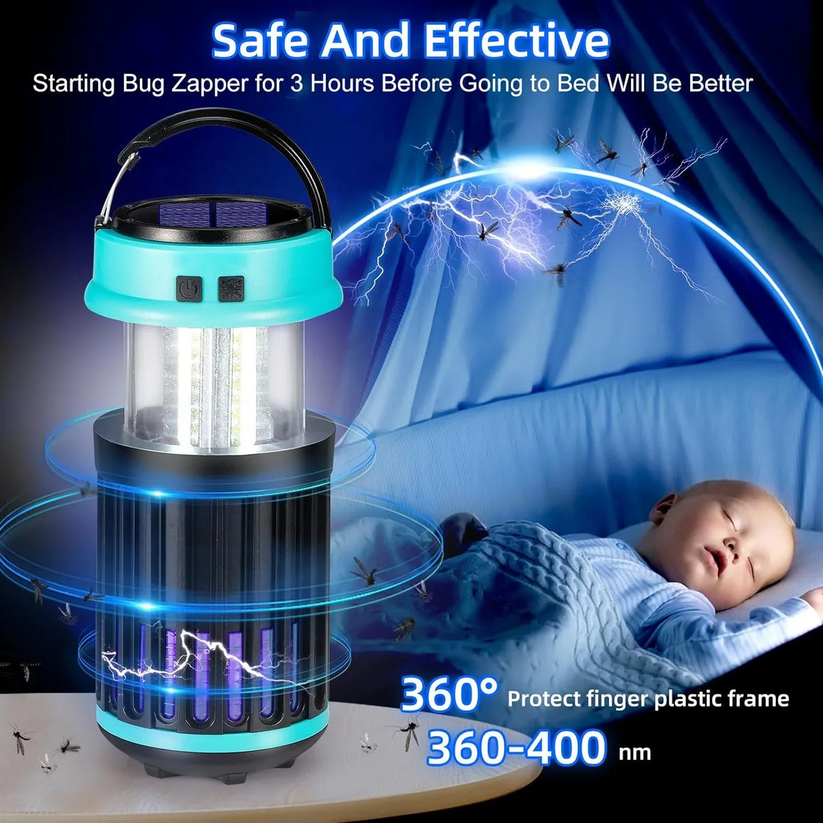 Fly exterior Bug Zapper Camping Zapper Waterproof, Home, Bug Zapper Mosquito Emergency exterior in with for Light G·PEH Rechargeable 1 3 Indoor Bug Trap Backyard, Solar Home, for Zapper,