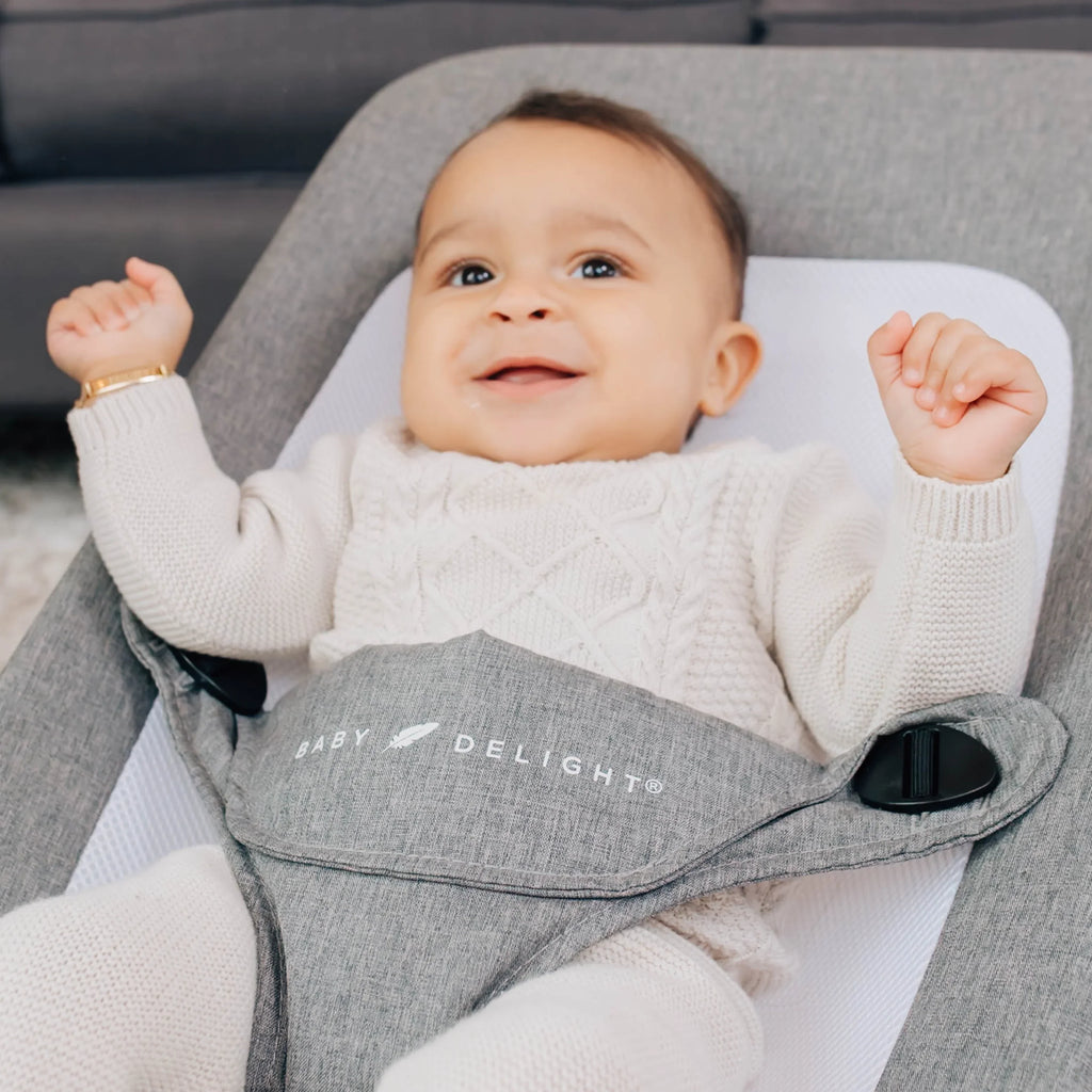 Tweed Charcoal Baby Months, 0-6 Infants Deluxe Baby Bouncer, for Alpine Portable Delight