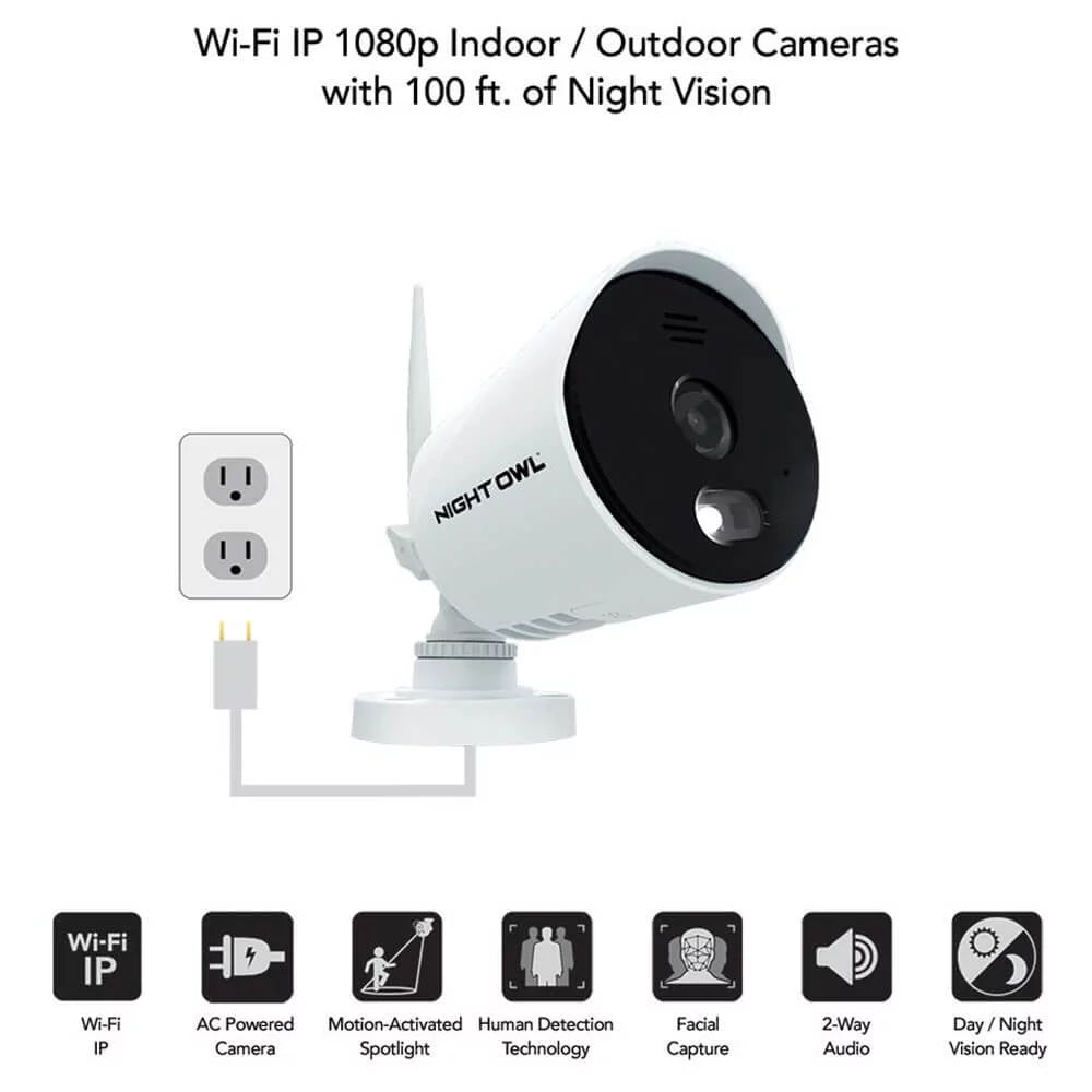 Channel Cameras Premium 10 Spotlight Security Restored IP 4 Owl WiFi and 1080p 1TB Hard Night (Refurbished) Smart with Drive 1080p Factory System