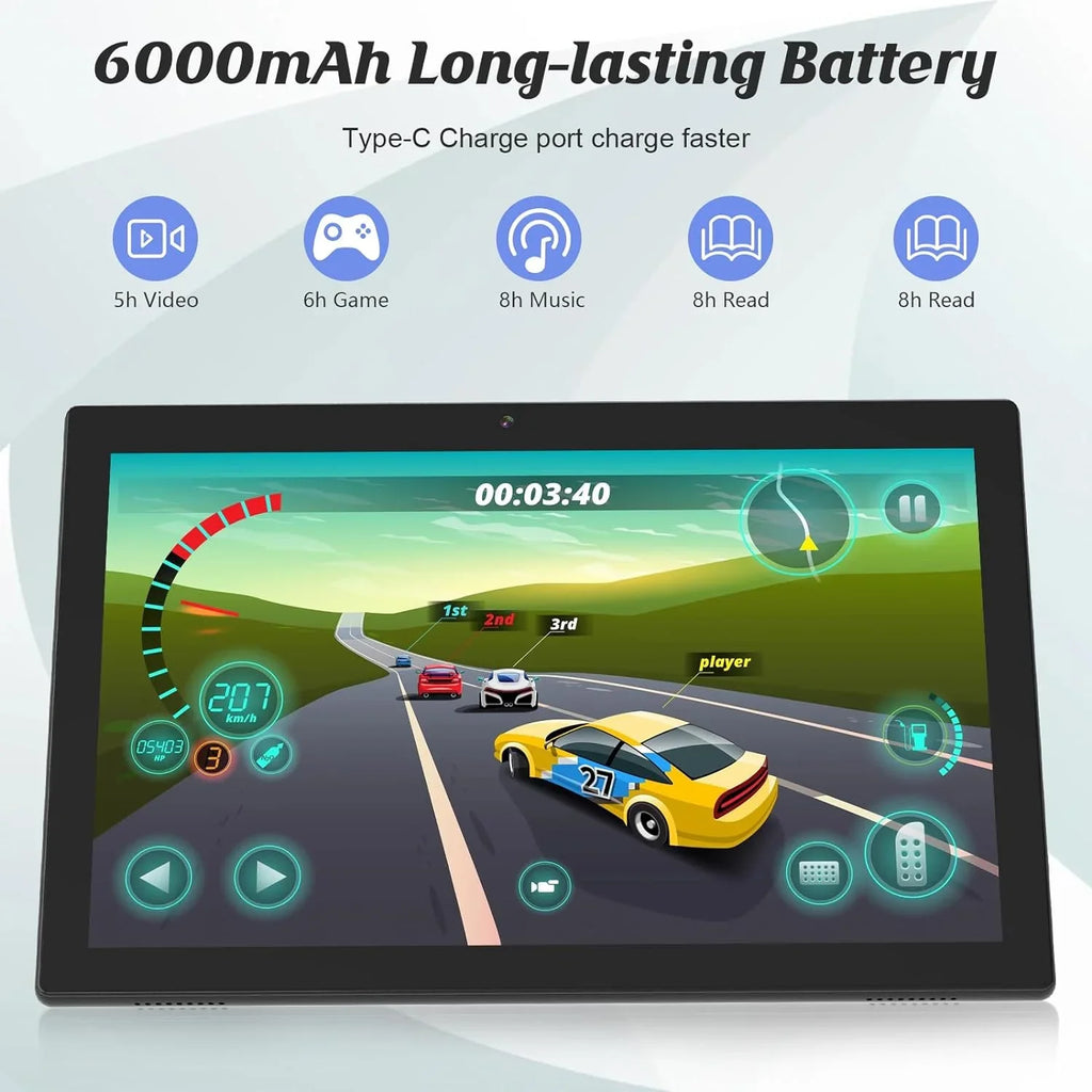 RAM+64GB FHD Film, Tablet, ROM 8MP Inch in Dual with 10" Tablets, Processor, 10.1 4GB Newest Keyboard/Mouse/Case/Stylus/Tempered Android Quad-Core Camera 6000mAh Tab 11 1 PC Tableta 1280*800 2 Battery