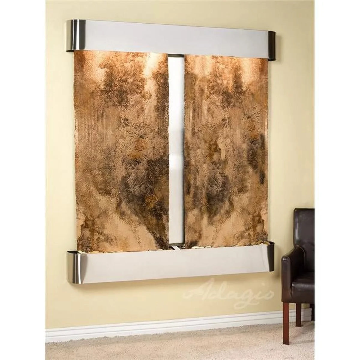 Fountain CFR2008 Wall Adagio Round Stainless Travertine Cottonwood Falls Magnifico Steel