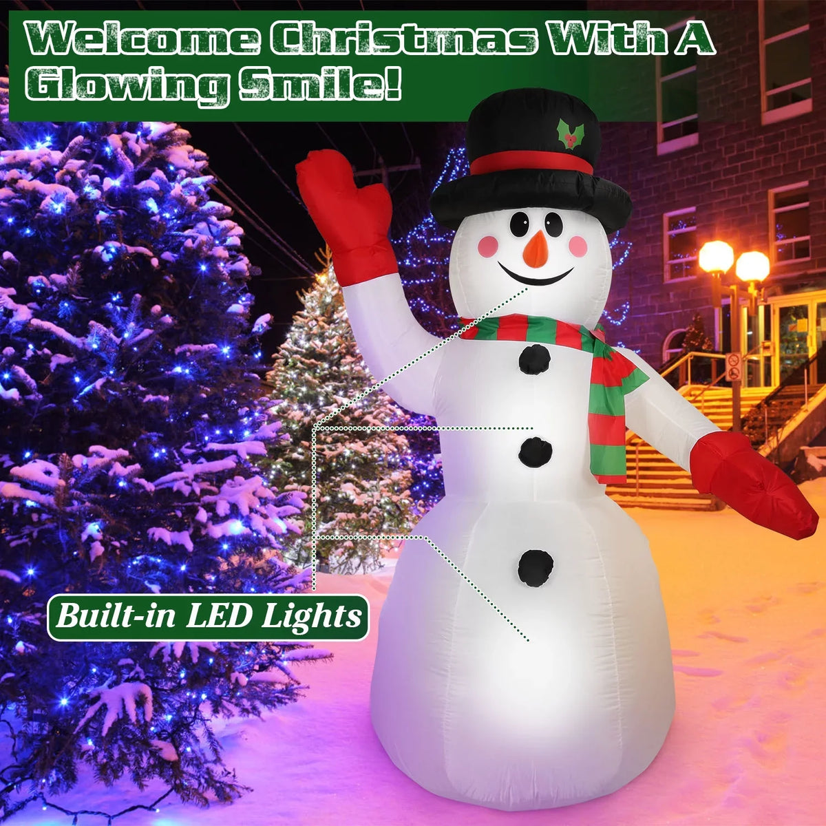 Up Up Holiday Decor Snowman, Lawn Holiday for Giant Blow Decoration, Huge Light Party Yard Inflatable Christmas Snowman Garden iMountek Yard Winter 7.9ft