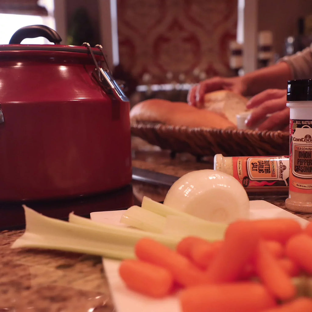 Cherry exterior CanCooker Steam Series Convection At Home Cooker, Signature Gallon Camping or 2