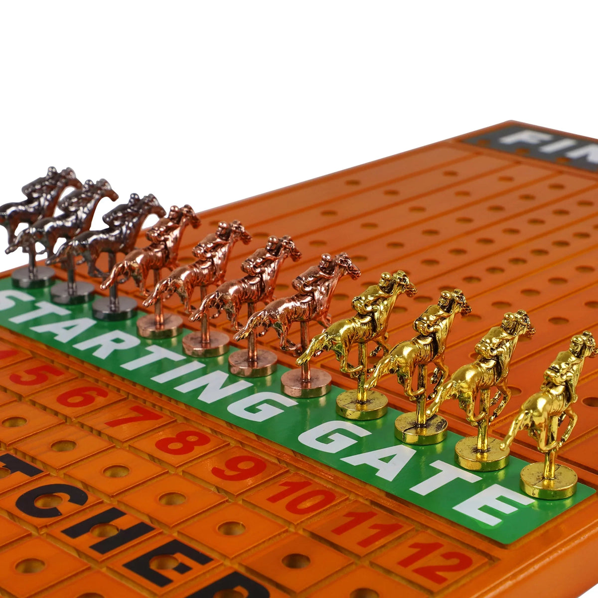 Game with 4 Racing Horses 11 Pine and Line 2 Boxes dice Race Classic Game Metal Finish with Luxurious Durable Racing Horse Across Game Horse of Thickened Board Cards