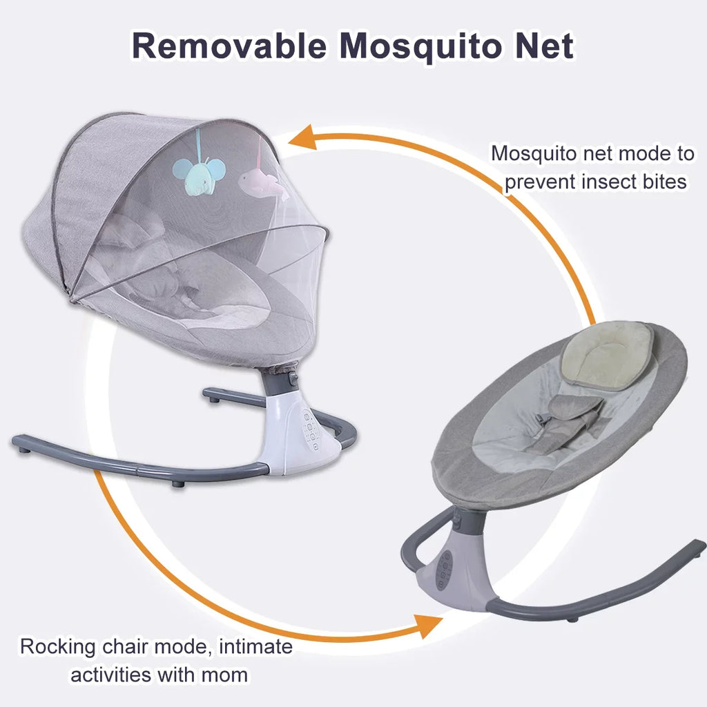 and Seat Baby Swing Control, Swing Electric Chair 4 Gray with Swing Speeds Infant Remote Portable