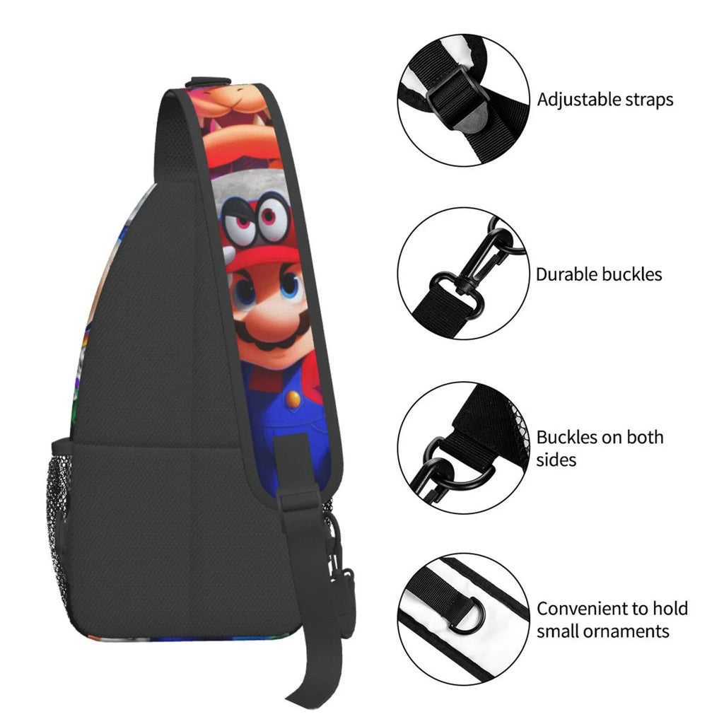 Unisex Bag Shoulder Daypack Super Mario Travel For Odyssey Bags Backpack Women Crossbody Chest Men Gifts Sling Hiking