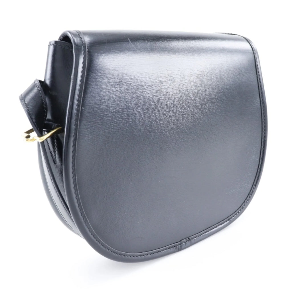 France Shoulder Crossbody Bag Hermes Black/Gold Made Hardware H Pre-Owned Button Ladies Calf 〇M (Fair) 1983 Snap in HERMES Double Vintage