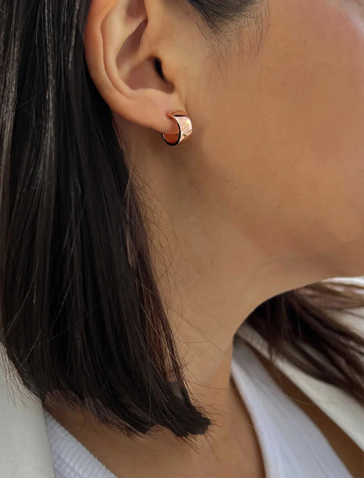 CHUBBY OVER HOOP EARRINGS GOLD STERLING ROSE MINI 18K SILVER BOSS