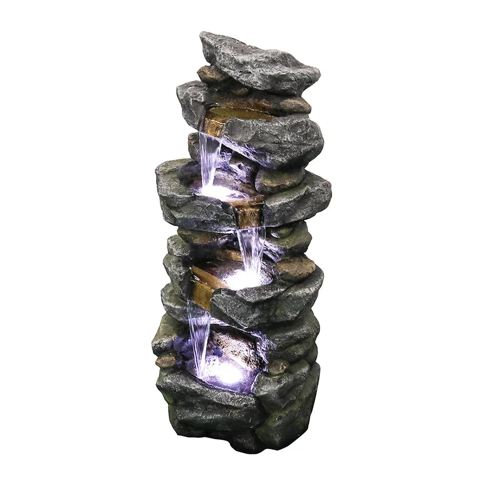 LED Stacked Rock Fountain 40inches Simulated Lights with High Kmowoo liquid