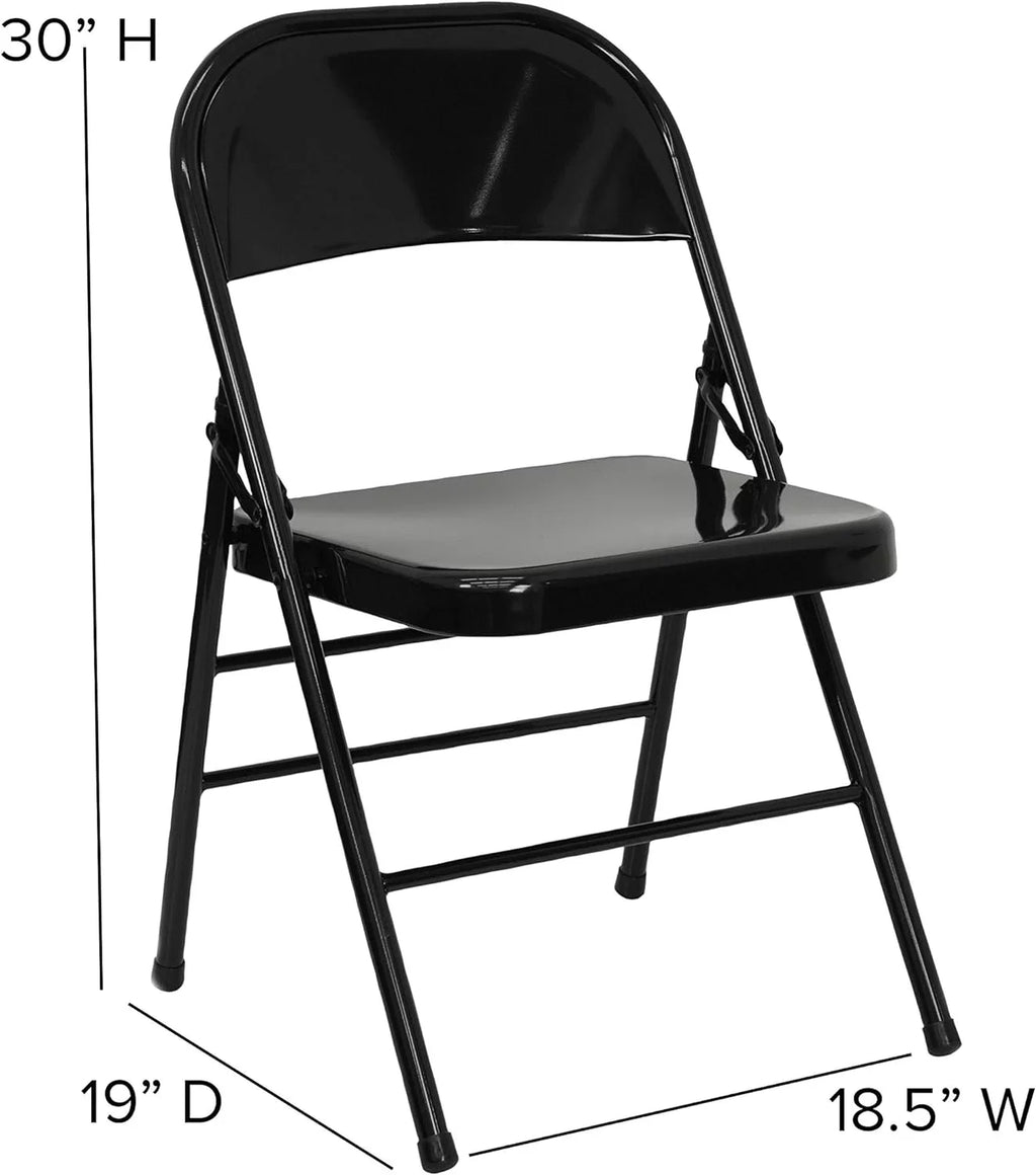 Series Double HERCULES Braced Hinged Black Chair Triple Folding Metal &