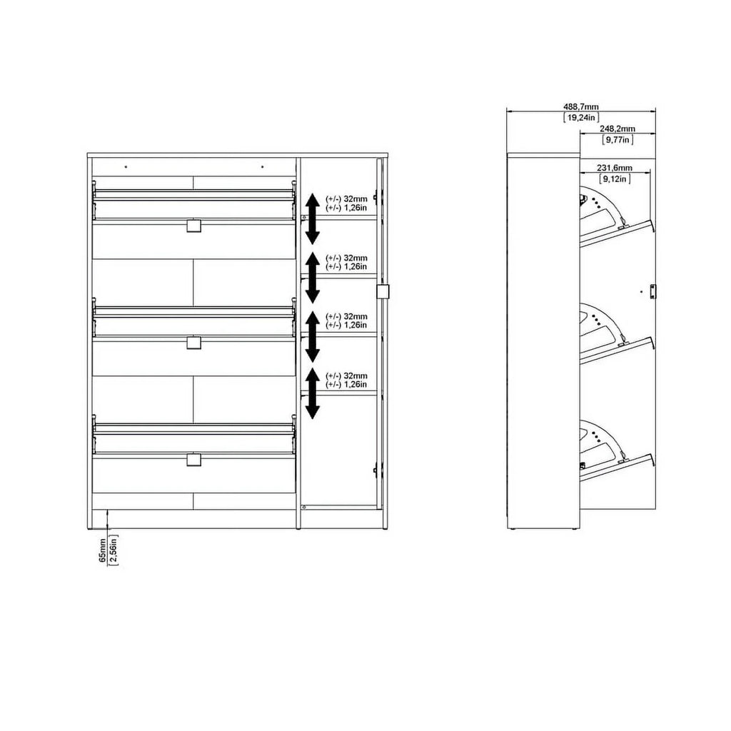 Oak-White & Door High with Gloss Shoe 3 Allora 2 in Drawer Cabinet Layers