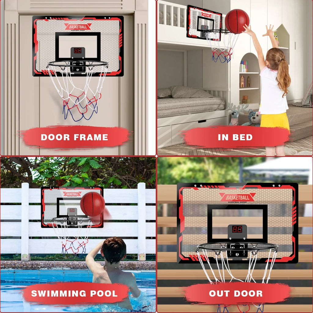 Balls for Mini & Gifts Indoor 8 Light Old 9 Indoor Door 12+ 11 Hoop Christmas Hoops, Basketball with 2 Scoreboard, Year 5 for Goals Boys 7 Toys 10 Kids, Basketball The Electronic 6 Basketball LED Over