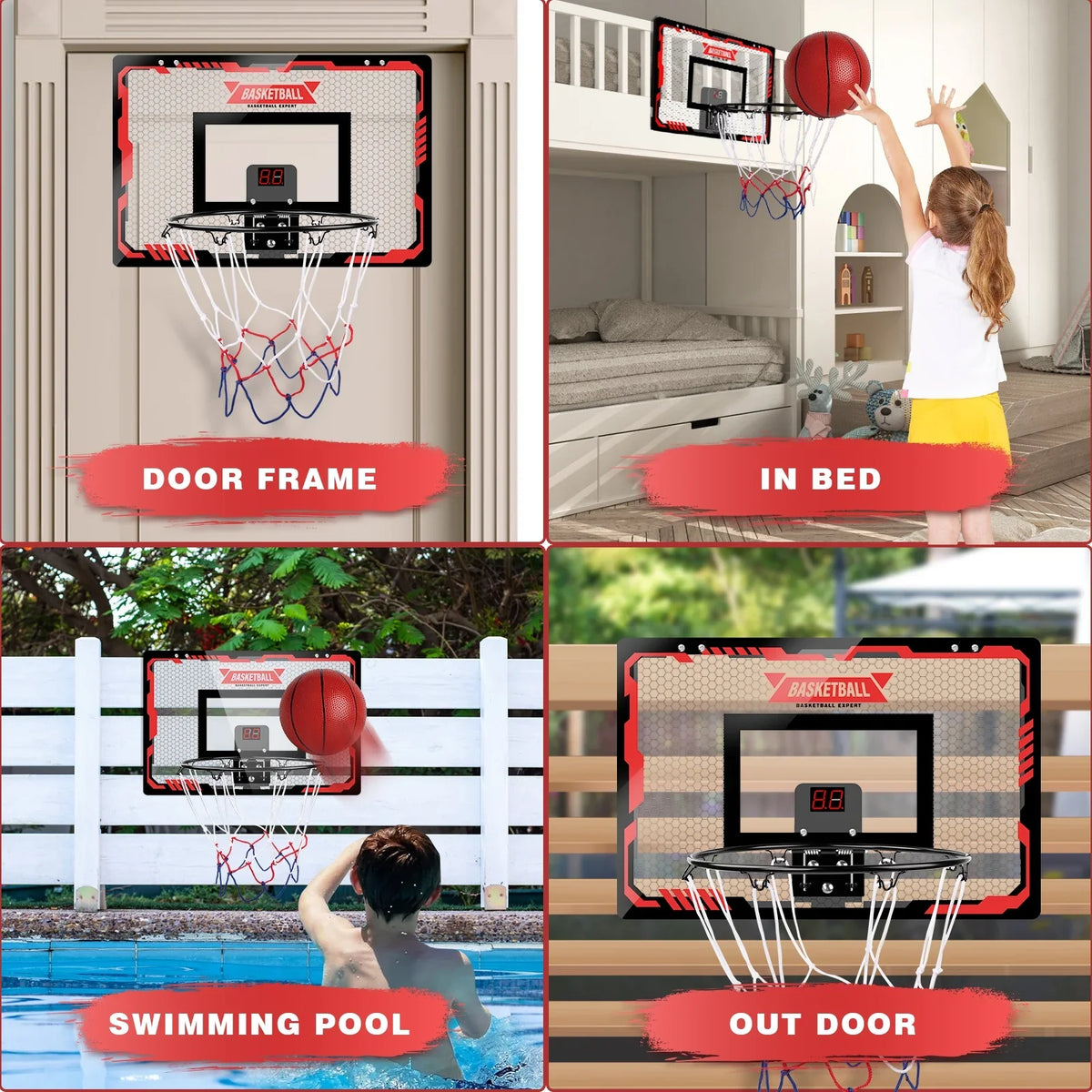 Balls for Mini & Gifts Indoor 8 Light Old 9 Indoor Door 12+ 11 Hoop Christmas Hoops, Basketball with 2 Scoreboard, Year 5 for Goals Boys 7 Toys 10 Kids, Basketball The Electronic 6 Basketball LED Over