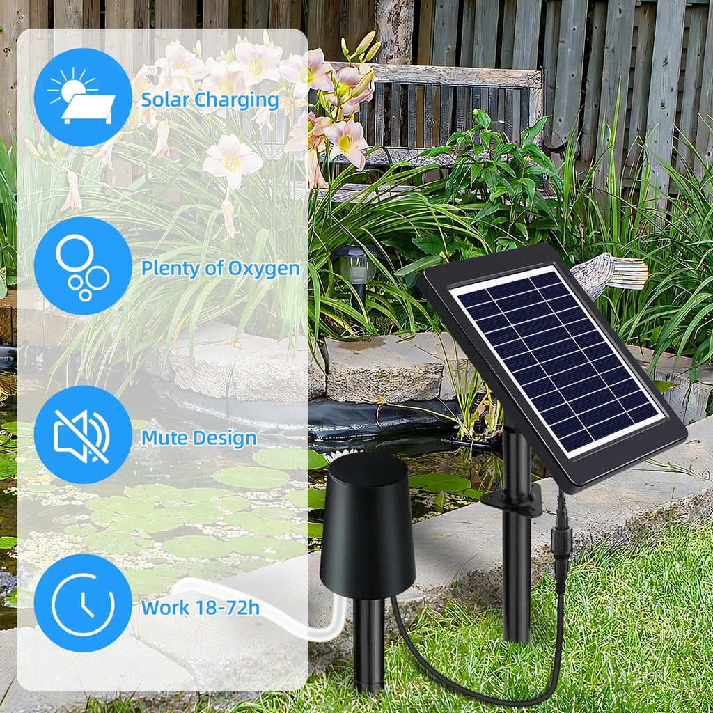 4W, 3 Andoer Aerator Modes, Pond Stock Pump, with Powered Solar Pond Air