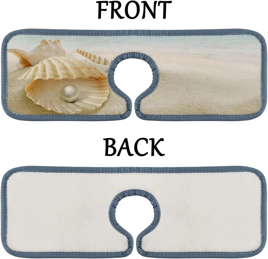 Countertop Sink Guard 3PCS Bath Microfiber Catcher, Mats Starfish Bestwell Sea Absorbent Kitchen Mat, Drip Faucet Sinkmat Drying Washable Beach Splash Summer