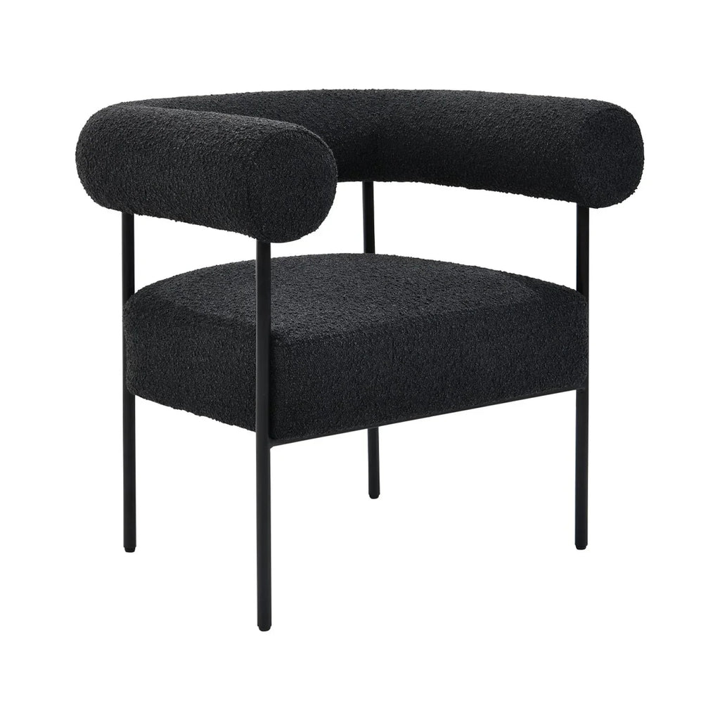 Chair Boucle Black Palma Metal Arm
